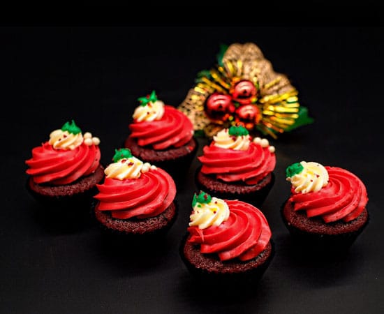 Red Velvet Christmas Cupcakes